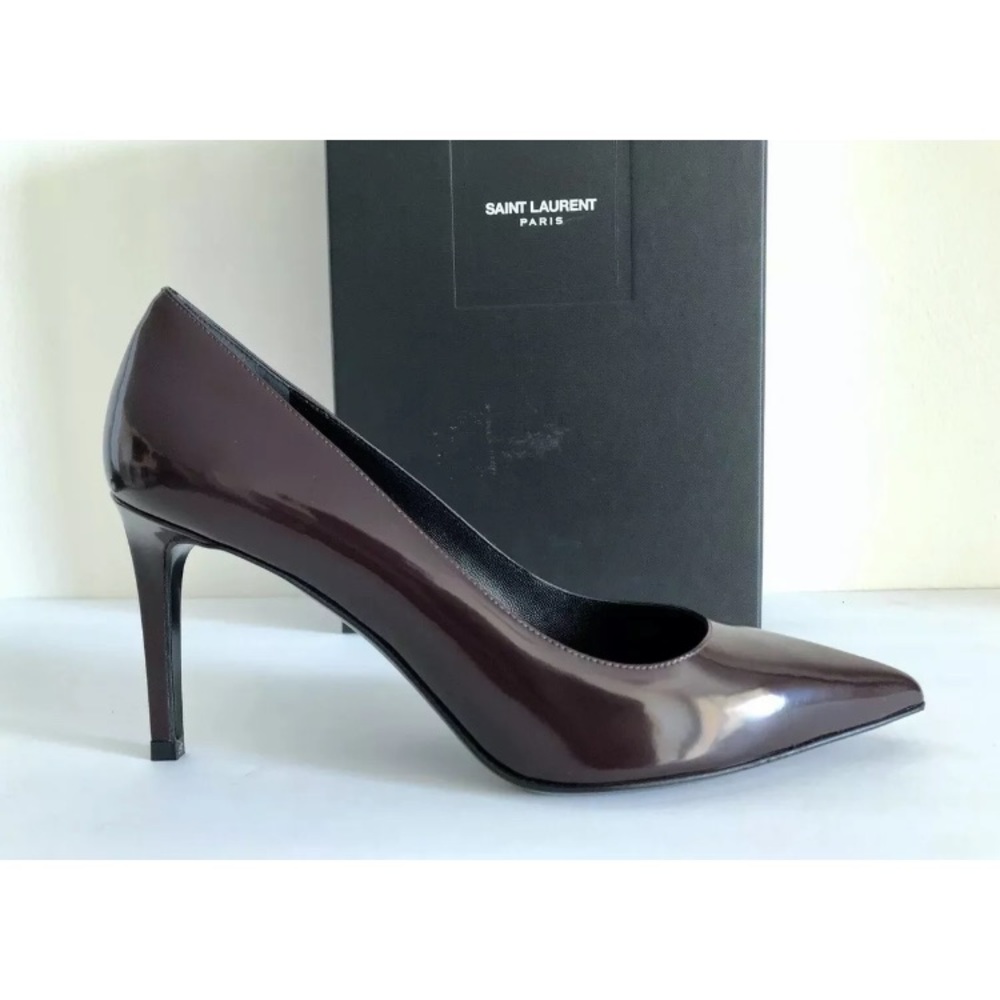 SAINT LAURENT PARIS BURGUNDY LEATHER PUMPS 39 YSL